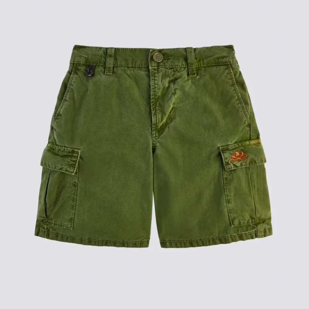 Sundek Boy CARGO SHORTS IN GARMENT-DYED FABRIC WITH RAINBOW